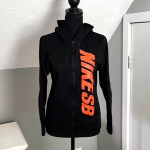 Nike SB Therma-Fit Zippered Hoodie, Black/Orange, Boys Large, Skateboard